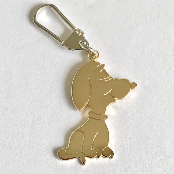 Vintage Snoopy Dog Keychain Keyring Zipper Pull Purse Charm Gold Tone Peanuts - Picture 3 of 7